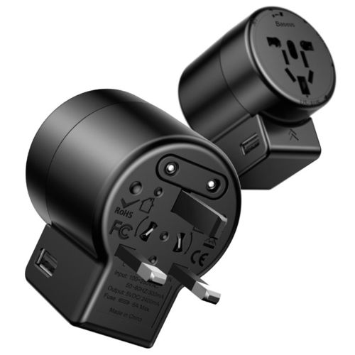 Baseus (6A) Dual USB Charger / World Travel Adapter / Power Supply (2-Pole)